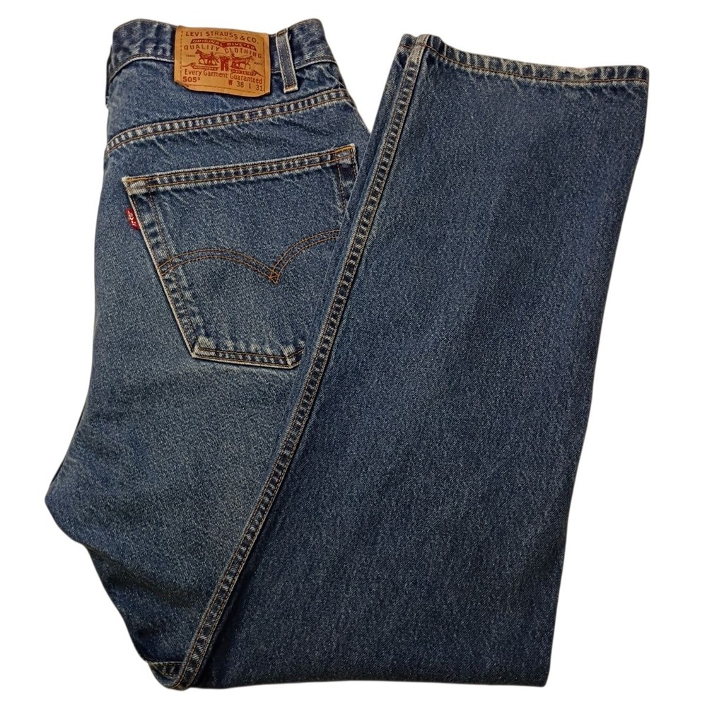 Vtg Levis 505 Jeans Mens 38(37) x 31 Blue Denim Regular Fit Straight Leg Red Tab